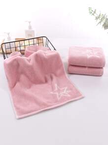 TUQIANG 1入組星星圖案毛巾 - 粉色 - 查看 1