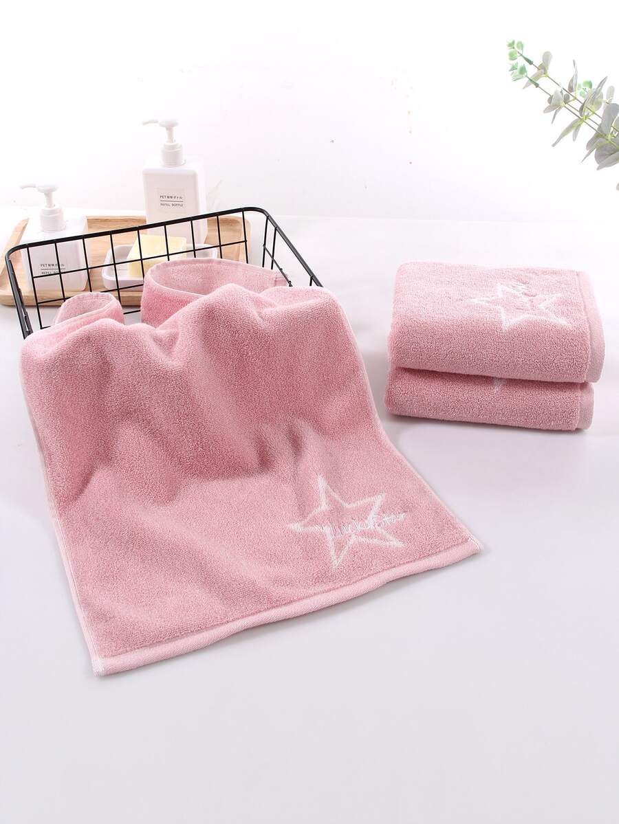 TUQIANG 1入組星星圖案毛巾 - 粉色 - 查看 1