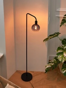 ONEWISH Floor Lamp for Living Room - Minimalist Industrial Standing Lamp with Modern LED Bulb, Globe Black Clear Glass 6", 1800K Warm Ambiant Lighting Decorative Tall Floor Lamp for Bedroom Office - 黑色 - 查看 3