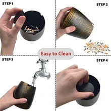 帶蓋大煙灰缸戶外煙灰缸套裝，戶外香煙煙灰缸，家用防風無菸大煙灰缸，雪茄煙灰缸 - 銅色 - 查看 6