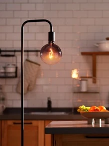 ONEWISH Floor Lamp for Living Room - Minimalist Industrial Standing Lamp with Modern LED Bulb, Globe Black Clear Glass 6", 1800K Warm Ambiant Lighting Decorative Tall Floor Lamp for Bedroom Office - 黑色 - 查看 6