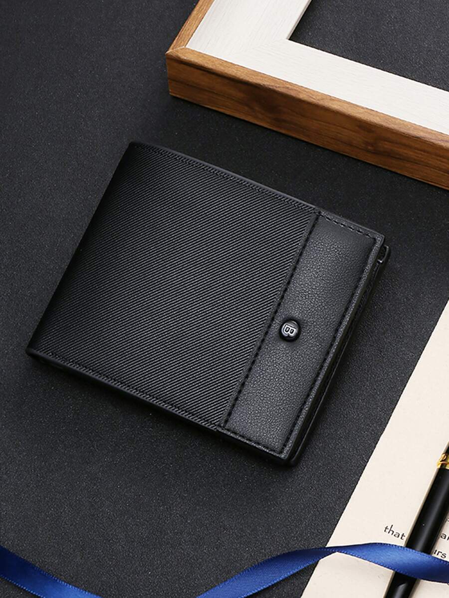Ví Nam Da PU Thời Trang Ví Mềm Ví Nhiều Khe Cắm Thẻ Ví Ngắn - màu đen - Xem 1