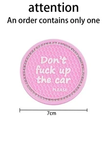 1pc Letter Graphic Rhinestone Decor Silicone Car Coaster - Pink - View 4