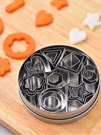 24pcs Stainless Steel Cookie Cutter Set For Home Baking, Kitchen Tools