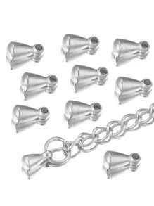 30入不銹鋼小水滴種子珠吊墜連接鏈條尾巴延長器金屬吊墜diy珠寶製作配件 - 銀色 - 查看 5