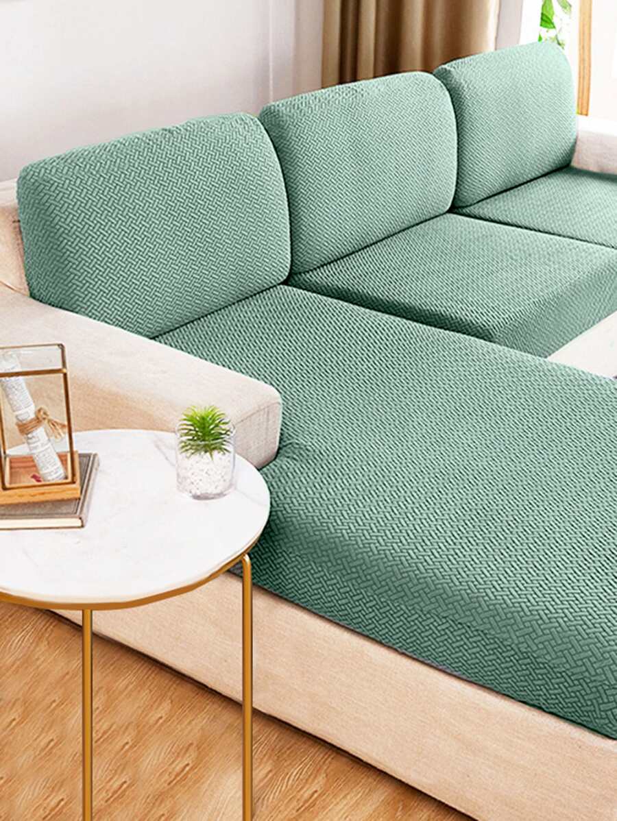 Đơn, Đôi, Ba Chỗ ngồi, Lưới trừu tượng, Vỏ ghế sofa, Đồ gia dụng, Lông cừu, Vải thun Jacquard, Chống bụi, Vỏ đệm, Thích hợp cho phòng khách, phòng ngủ - Màu xanh Bạc hà - Xem 1