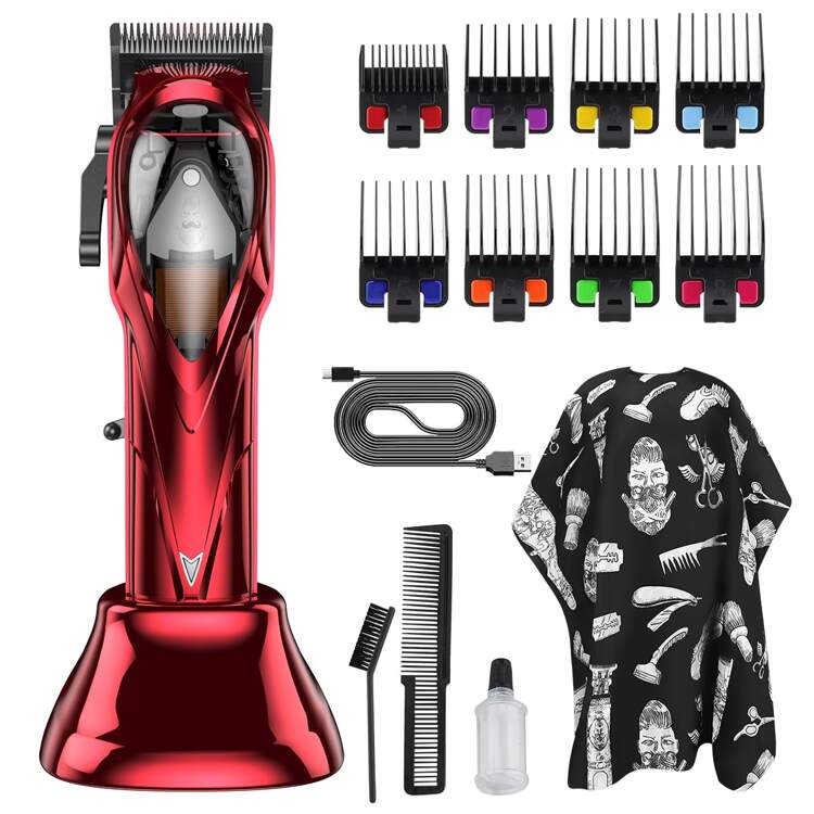 High-power Hair Clipper For Men, With 10,000rpm High-speed Motor, Professional Cutting Tool For Barbershop And Home Use - Red - View 1