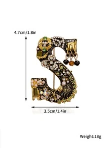 Phong Cách Thời Trang Chữ S & Kim Cương Giả Tối Giản Quần Áo Phụ Kiện Trâm Cài Nam Quà Tặng - Nhiều màu - Xem 4