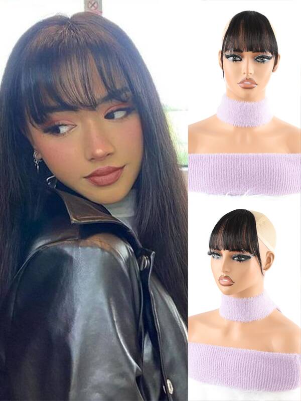 Natural Forehead Hair Fake Fringes Air Bangs Wig Female Piece Real