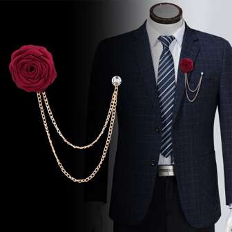 Men Chain Decor Collar Chain Formal Business Wedding Necktie For Decoration