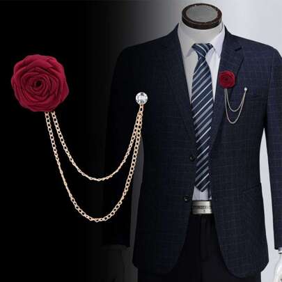 Men Chain Decor Collar Chain Formal Business Wedding Necktie For Decoration