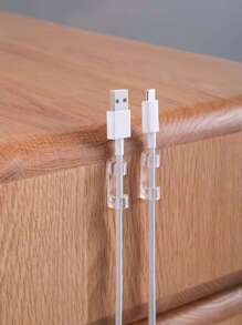 20pcs Cable Clips For Desktop Charging Data Line Cord Organizer Cable Winder For Headphone, Computer Wire, Power Cord For Bed And Office Management - Clear - View 1