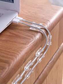 20pcs Cable Clips For Desktop Charging Data Line Cord Organizer Cable Winder For Headphone, Computer Wire, Power Cord For Bed And Office Management - Clear - View 2