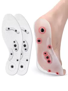 1 par de plantillas magnéticas de masaje con 8 imanes para acupresión en los pies, accesorios para zapatos y botas - transparente - Ver 1