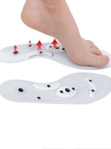 1 par de plantillas magnéticas de masaje con 8 imanes para acupresión en los pies, accesorios para zapatos y botas - transparente - Ver 2