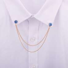 Men Chain Decor Collar Chain - Blue - View 1