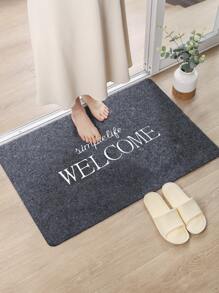 1 pieza Alfombra de puerta con estampado de slogan antideslizante - Gris - Ver 1