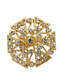 1套裝24入組優雅風格鑲鑽手握花胸針適用於服裝,節日禮物 - 金色 - 查看 2