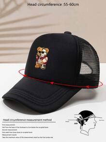 男士熊印花卡车司机帽，适合日常生活和户外休闲万圣节