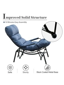 Ovios Outdoor Rocking Chairs with Ottoman Metal frame filled with latex and cotton, Mid Century Modern Rocking Chairs, Recliner Chairs with Ottoman for Patio, Chaise Lounge Chairs for courtyard