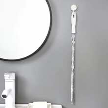 1入組管道疏通刷，水槽溢流清潔刷，家用下水道毛髮清潔器，排水管堵塞去除器，清潔工具，排水管除毛器，浴室廚房廁所水槽下水道清潔器，白色