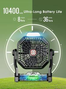 Camping Fan, Desktop Rechargeable Tent Fan - Orange - View 4