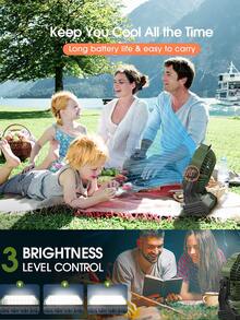 Camping Fan, Desktop Rechargeable Tent Fan - Orange - View 5