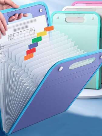 13層立式文件袋：便攜、耐用、大容量A4文件收納袋顏色：藍色