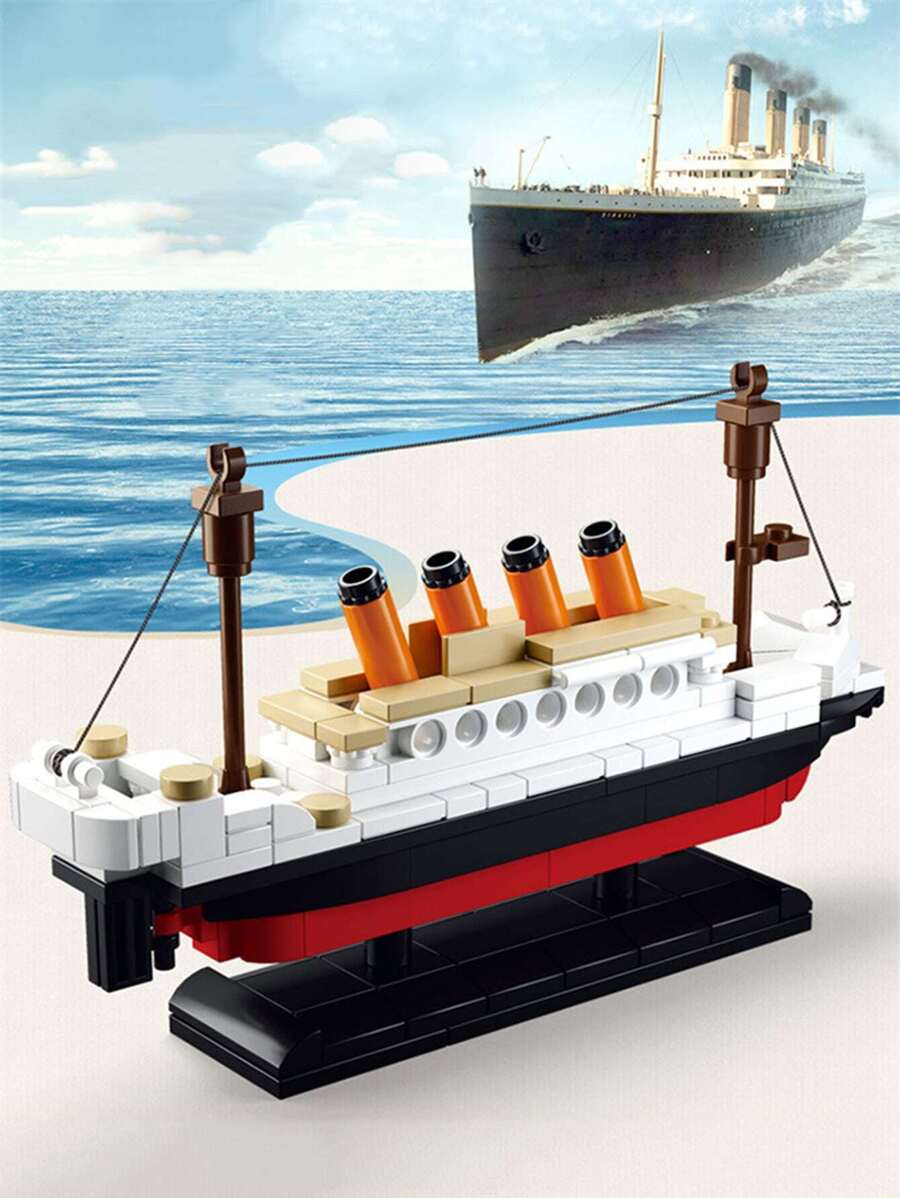 積木套裝遊輪3D船模型玩具建築模組DIY船組裝磚塊成年人青少年玩具節日禮物 - 彩色 - 查看 1