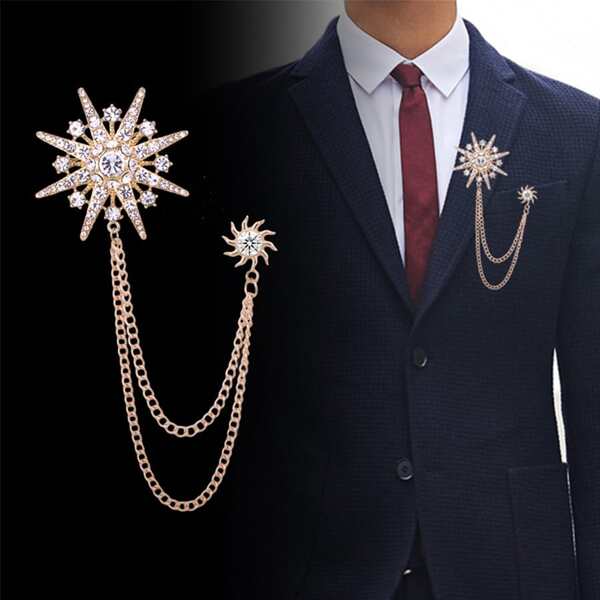 Herren Kragen Pin mit Schneeflocke und Strass Dekoration