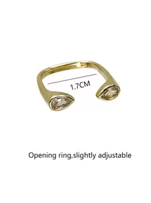 1pc Fashionable Personalized Light Luxury Simple Niche Design Delicate Open Ring With - Yellow Gold - View 4