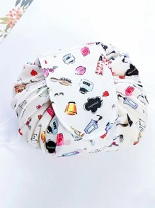 1 件化妆图案聚酯纤维宽松轻便抽绳设计化妆包，方便旅行海边海滩情人节礼物情人节女士礼物女孩礼物女友礼物 - 白色 - 查看 5