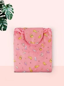 1入組貓咪圖案慵懶款輕便束口化妝包，適用於旅行、海灘等，送給女性、女孩、女友的禮物非常方便 - 彩色 - 查看 8