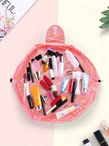 1入組貓咪圖案慵懶款輕便束口化妝包，適用於旅行、海灘等，送給女性、女孩、女友的禮物非常方便 - 彩色 - 查看 2