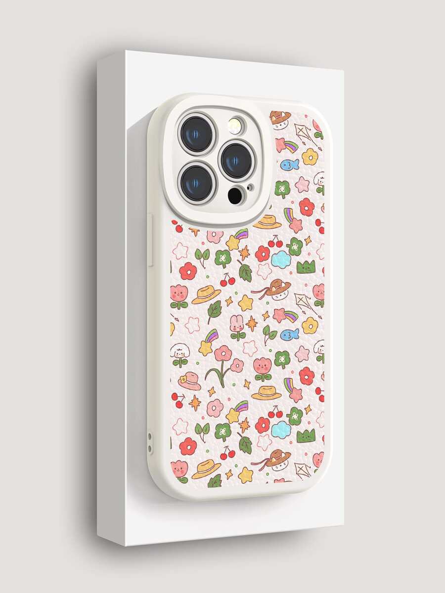 1 pieza Funda de teléfono con diseño de flor de dibujos animados compatible con iPhone 15 Pro Max, funda con amortiguador anti-golpes compatible con iPhone 11, funda flexible y suave compatible con Redmi Note 13/Redmi Note 13 Pro, funda a prueba de golpes compatible con Galaxy A14, funda de cuero suave compatible con iPhone 13, versión internacional, no la versión nacional - Multicolor - Ver 1