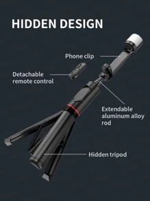 AXNEN （白色）便携式自拍杆三脚架，带可拆卸无线遥控器，可折叠伸缩迷你自拍杆和手机三脚架，带补光灯，适合旅行Vlog，兼容 14、13、11、12、11 Pro Max及其他智能手机 - 白色 - 查看 11