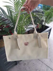 New Multi-functional Large Capacity Canvas Handheld Storage Bag For Outings - Beige - View 4