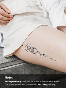 1sheet Moon & Sun Pattern Waterproof Tattoo Sticker - Black - View 3