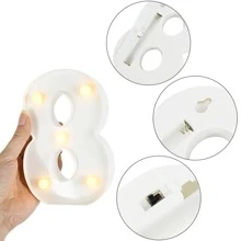 1 Pc Height 16cm White Luminous 26 English LED Letter Night Light Alphabet Number Lamp Wedding Birthday Party Best