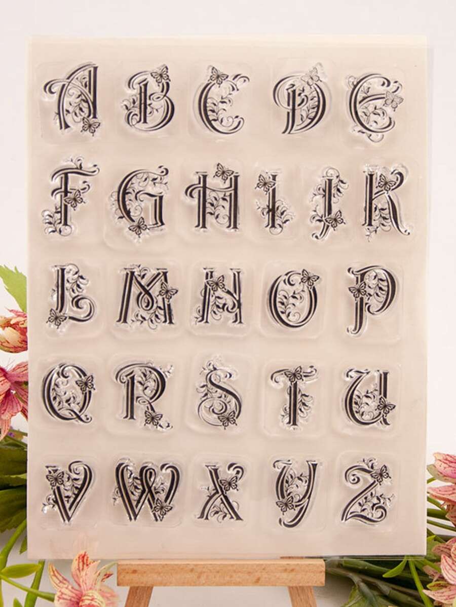 1pc Transparent Silicone Alphabet Stamp, 18cm*14cm