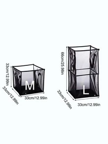 1入組黑色方形可折疊臟衣服籃子大線格臟衣服籃子浴室臟衣服收納籃便攜衣服臟衣服籃子 - 黑色 - 查看 3