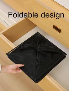 1入組黑色方形可折疊臟衣服籃子大線格臟衣服籃子浴室臟衣服收納籃便攜衣服臟衣服籃子 - 黑色 - 查看 6