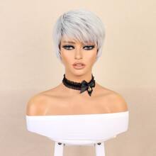 合成耐熱假髮精靈剪裁8英寸自然波浪日常使用自然柔軟髮際線全機專為女式女孩製造 - 彩色 - 查看 1