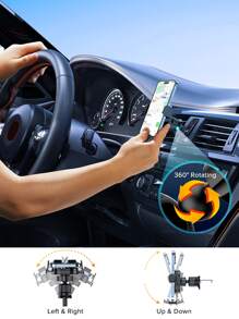 QOOVI 车载手机支架 出风口夹 自动锁定 重力智能手机支架 GPS 支持 兼容 14 兼容三星 S23 兼容小米 兼容红米 - 黑色 - 查看 6