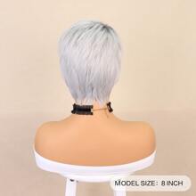 合成耐熱假髮精靈剪裁8英寸自然波浪日常使用自然柔軟髮際線全機專為女式女孩製造 - 彩色 - 查看 7