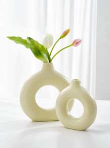 Bình hoa ABS Giáng sinh 1 chiếc, Bình hoa thiết kế chữ trắng sáng tạo dùng để cắm hoa và trang trí nhà cửa Quà tặng trang trí nhà cửa cho năm mới - Màu be - Xem 2