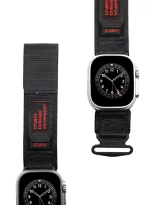 1pc Hook And Loop Strap Compatible With Apple Watch - Black - View 1