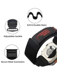 1pc Hook And Loop Strap Compatible With Apple Watch - Black - View 3