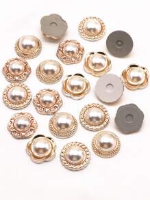 20pcs Mixed Faux Pearl Decor Plastic Flat Base Diy Hair Accessory Elegant,Hair Clips,Hair Barrettes Claw Clips