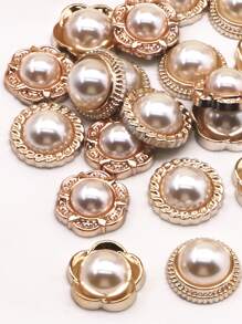 20pcs Mixed Faux Pearl Decor Plastic Flat Base Diy Hair Accessory Elegant,Hair Clips,Hair Barrettes Claw Clips